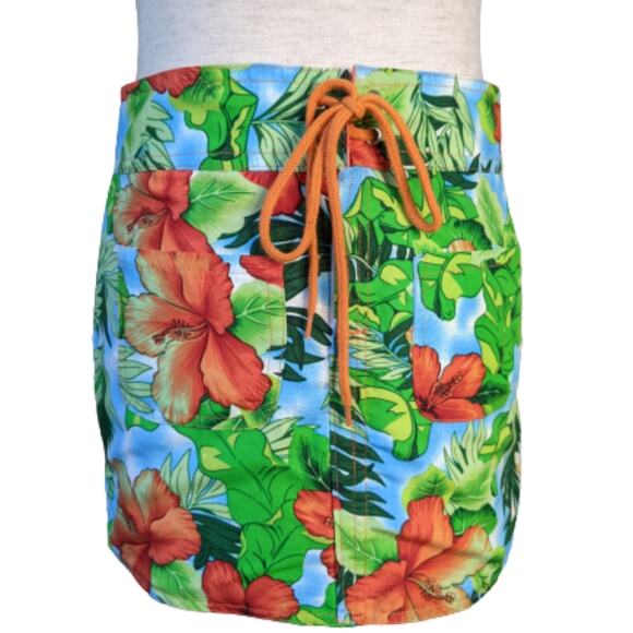 Tropical Floral Board Swim Skirt - Reversible Sz S - Picture 1 of 10